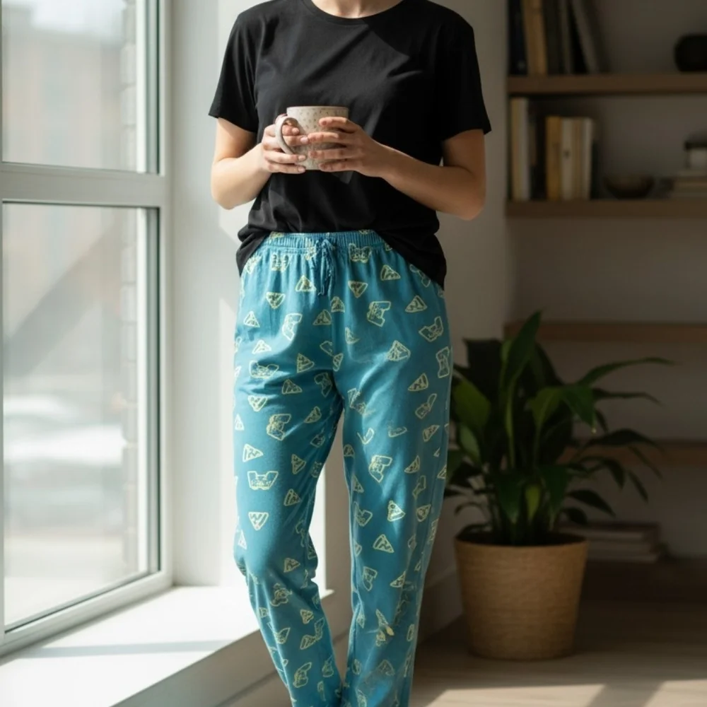 Cat & Jack Blue Pajama Bottoms with Yellow Print